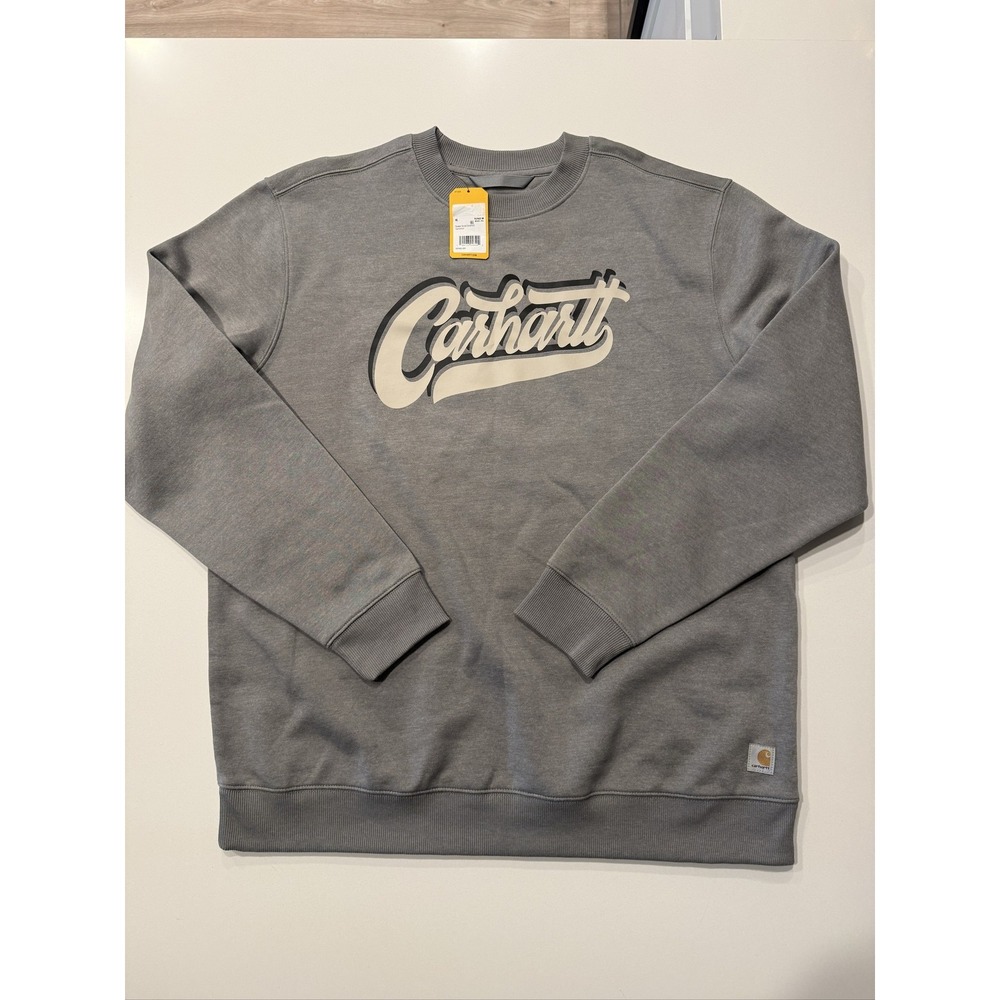 Carhartt Sawyer Script Crewneck Sweatshirt Weather Ash Heather XL Relaxed Fit